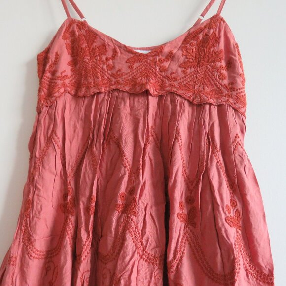 URBAN OUTFITTERS Jamie Embroidered Babydoll Dress Boho in Terracotta - Size S - Picture 8 of 16